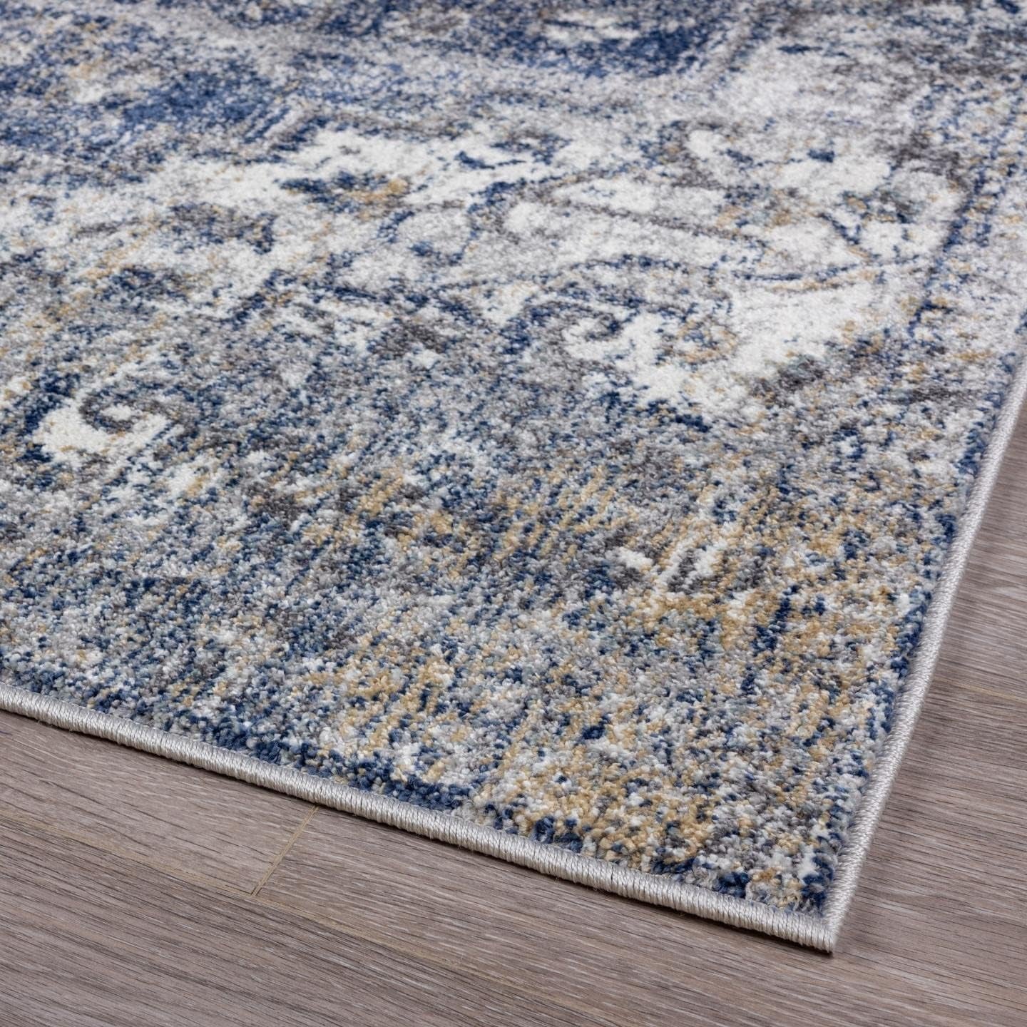 Bohemian Distressed Yellow Blue 8X10 Area Rug Plush Bedroom Carpet