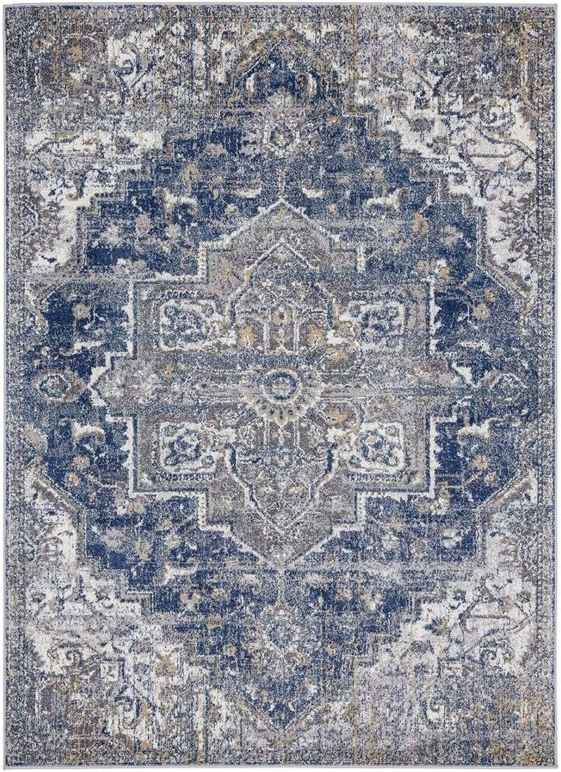 Bohemian Distressed Yellow Blue 8X10 Area Rug Plush Bedroom Carpet