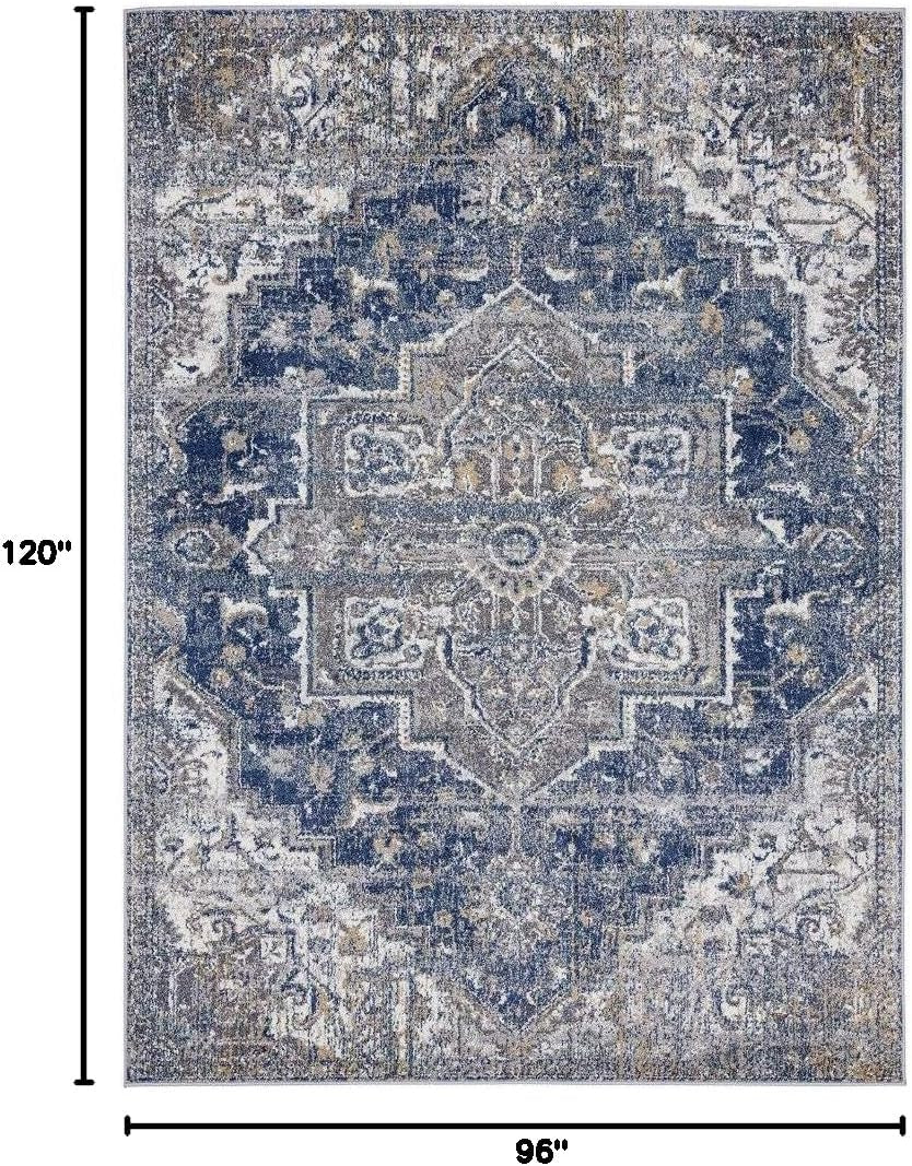 Bohemian Distressed Yellow Blue 8X10 Area Rug Plush Bedroom Carpet